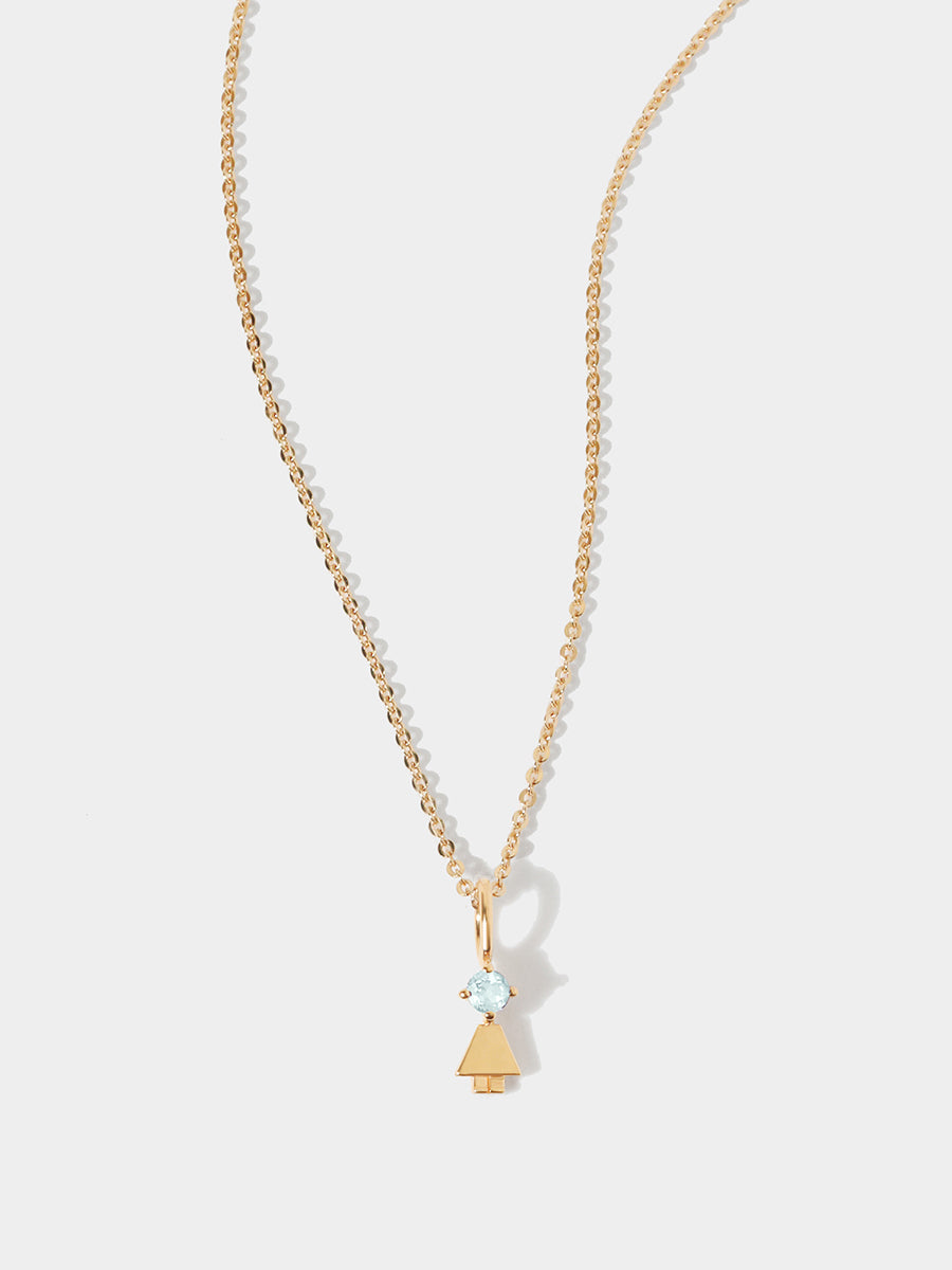 14-karatowe złoto Córka lub dziewczynka z akwamarynem – kamień narodzinowy marca