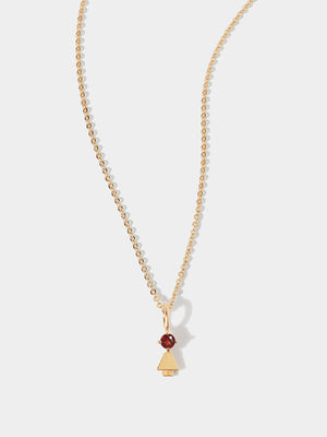 14k Solid Gold Girl Necklace or Charm with Garnet Gemstone - January Birthstone | Precious People