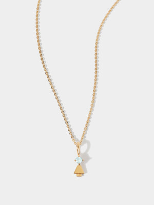 Gold-Vermeil-Tochter oder Mädchen mit Aquamarin-Edelstein – Geburtsstein des Monats März