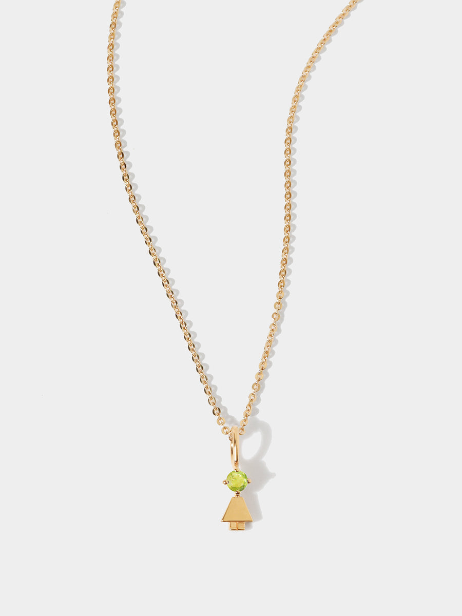 Gold-Vermeil-Tochter oder Mädchen mit Peridot-Edelstein – Geburtsstein des Monats August