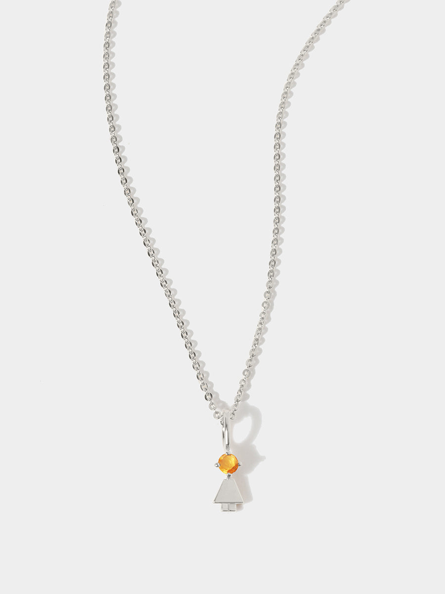 Sterling Silver Girl Necklace or Charm with Citrine Gemstone - November Birthstone | Precious People