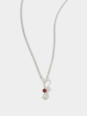 Sterling Silver Girl Necklace or Charm with Garnet Gemstone - January Birthstone | Precious People