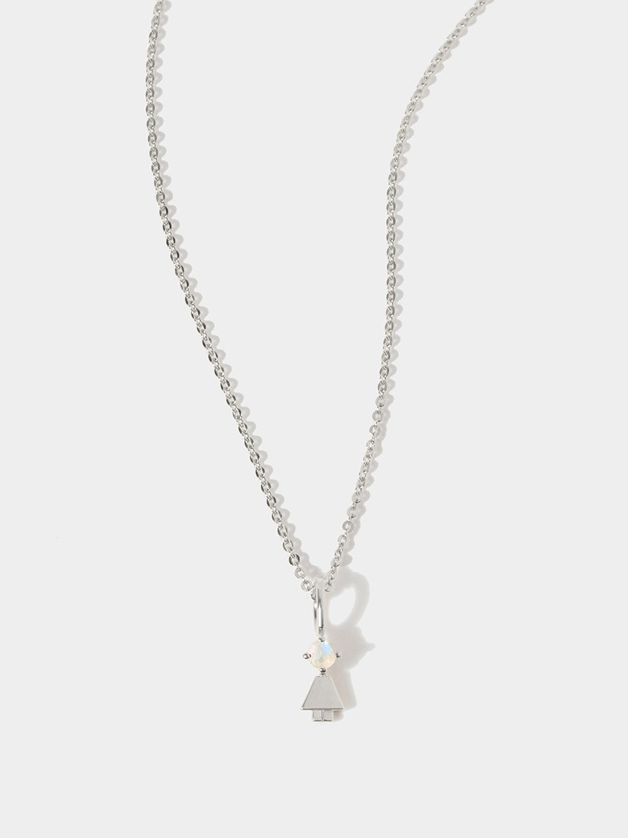 Sterling Silver Boy Necklace or Charm with Moonstone Gemstone - June Birthstone | Precious People