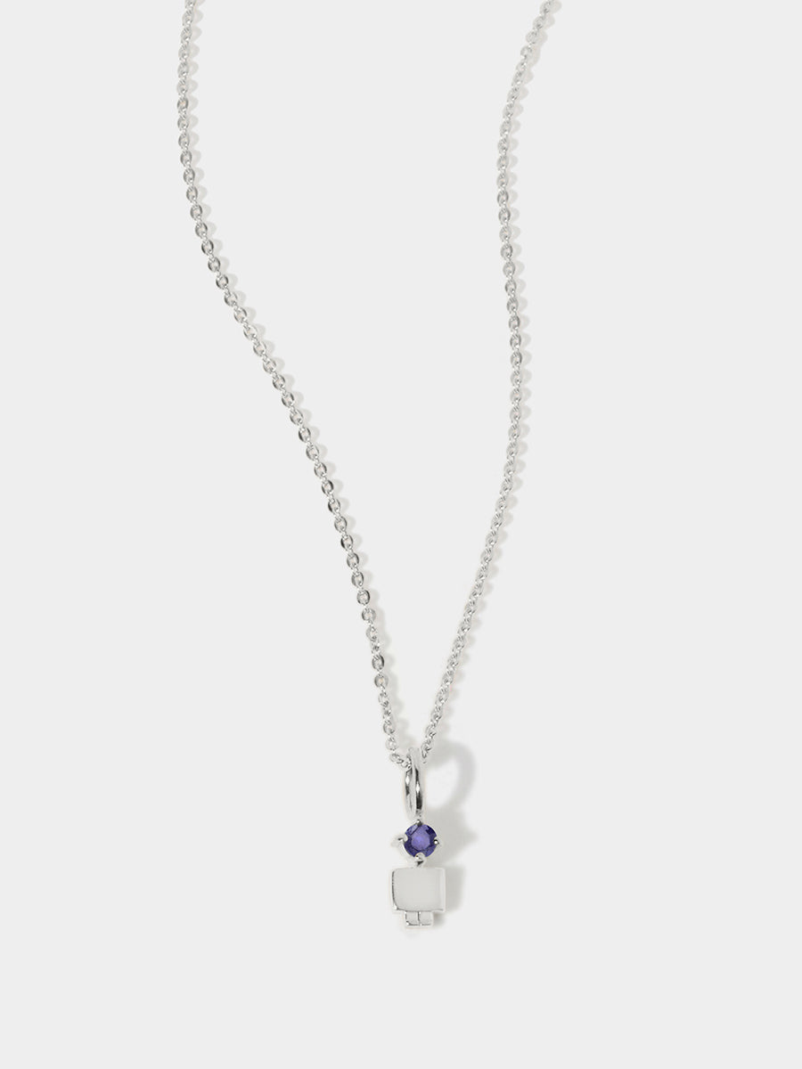 14k White Gold Boy Necklace or Charm with Tanzanite Gemstone - December Birthstone | Precious People