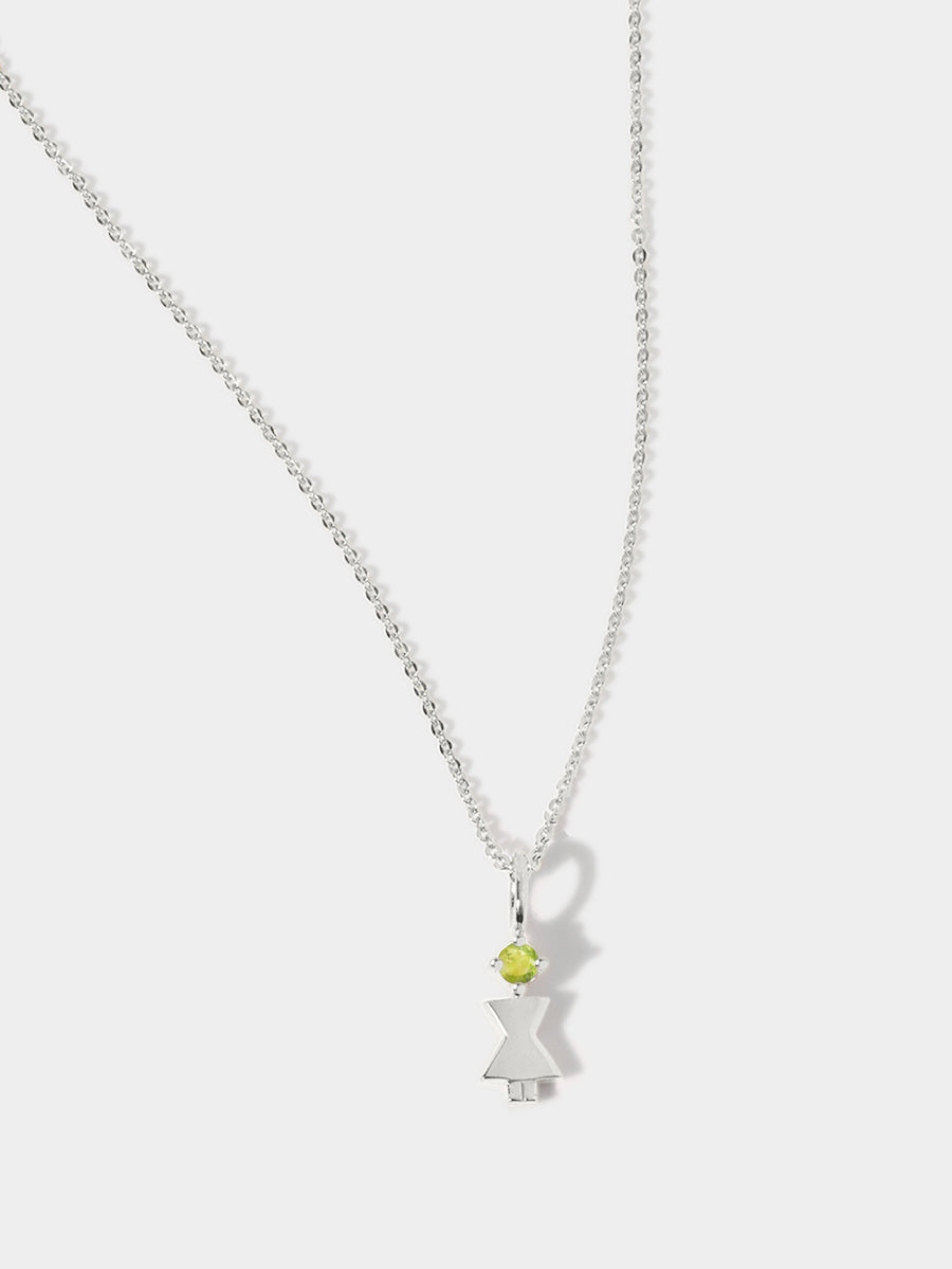 14 Karat Weißgold Mutter oder Frau mit Peridot-Edelstein – Geburtsstein des Monats August