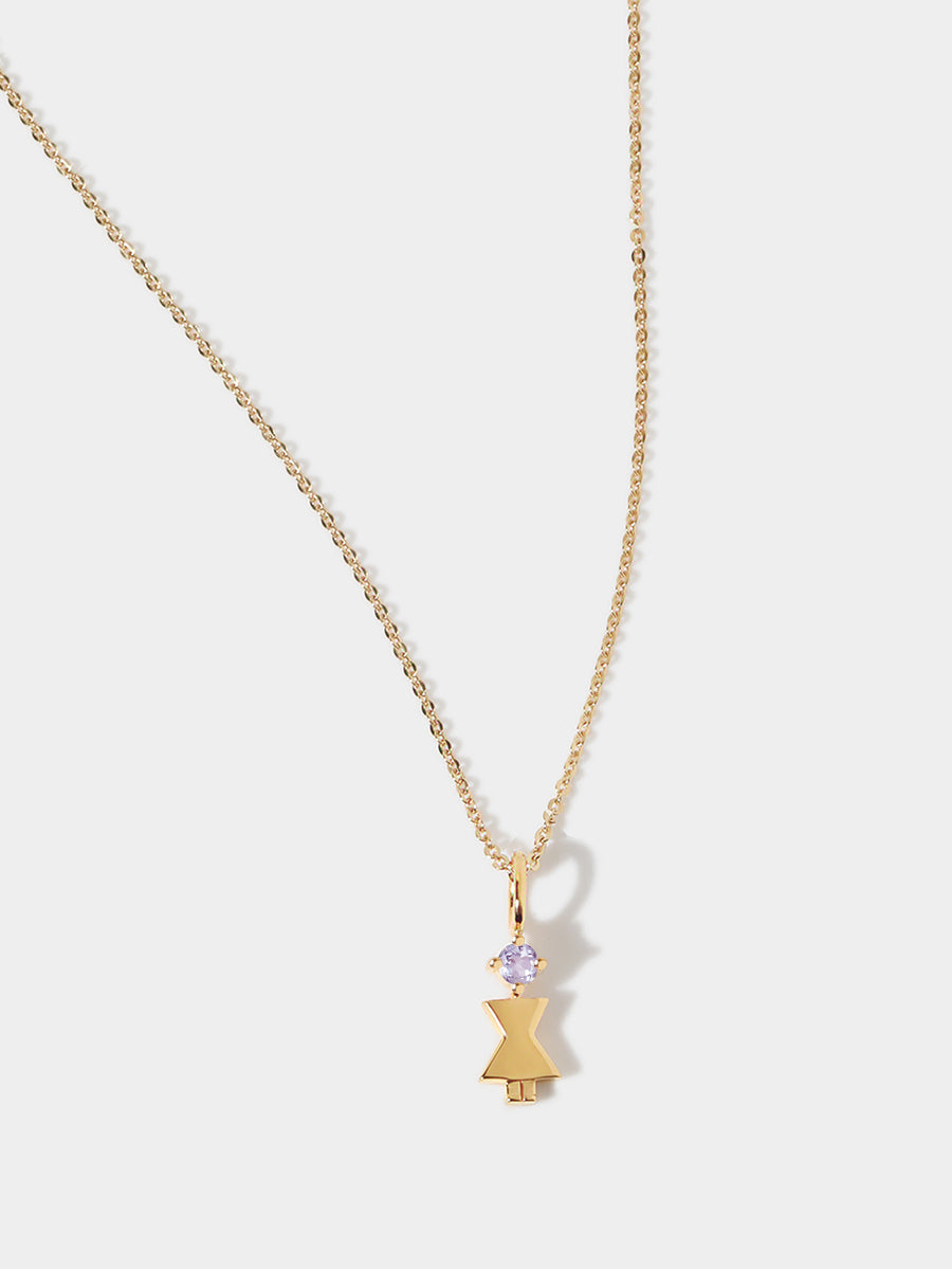 Gold-Vermeil-Mutter oder Frau mit Amethyst-Edelstein – Geburtsstein des Monats Februar