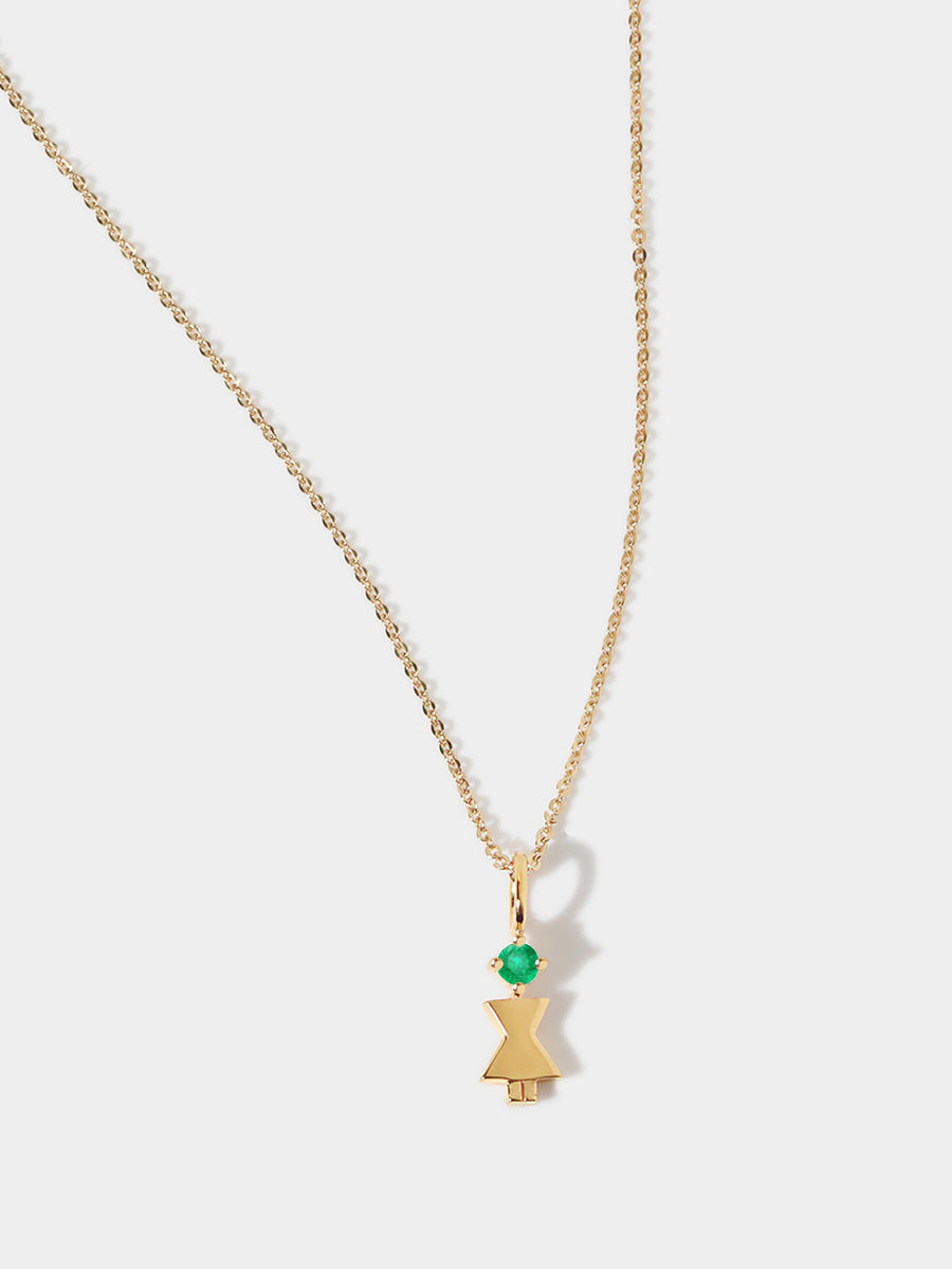 Gold-Vermeil-Mutter oder Frau mit Smaragd-Edelstein – Geburtsstein des Monats Mai