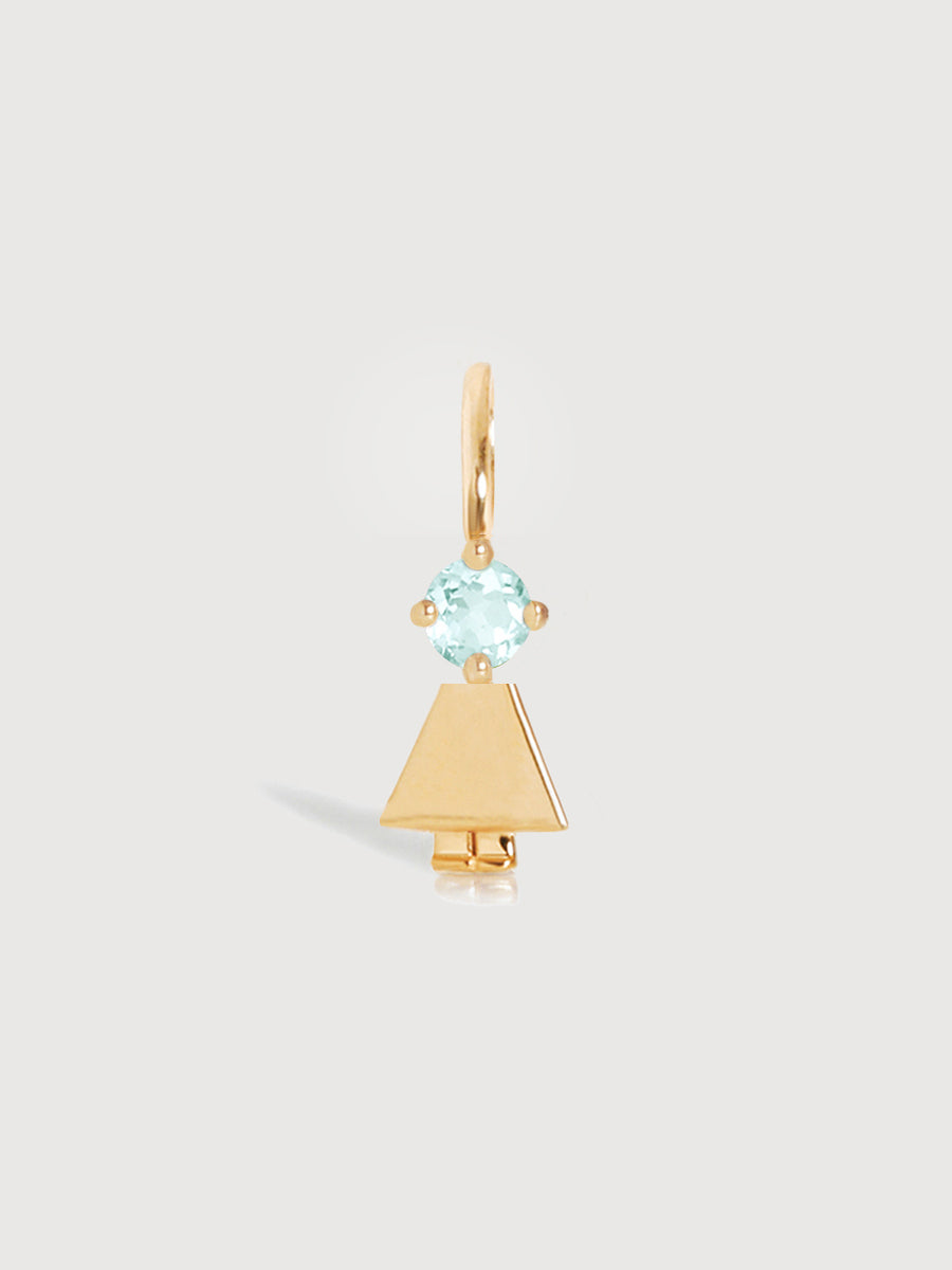 14k Solid Gold Girl Necklace or Charm with Aquamarine Gemstone - March Birthstone | Precious People
