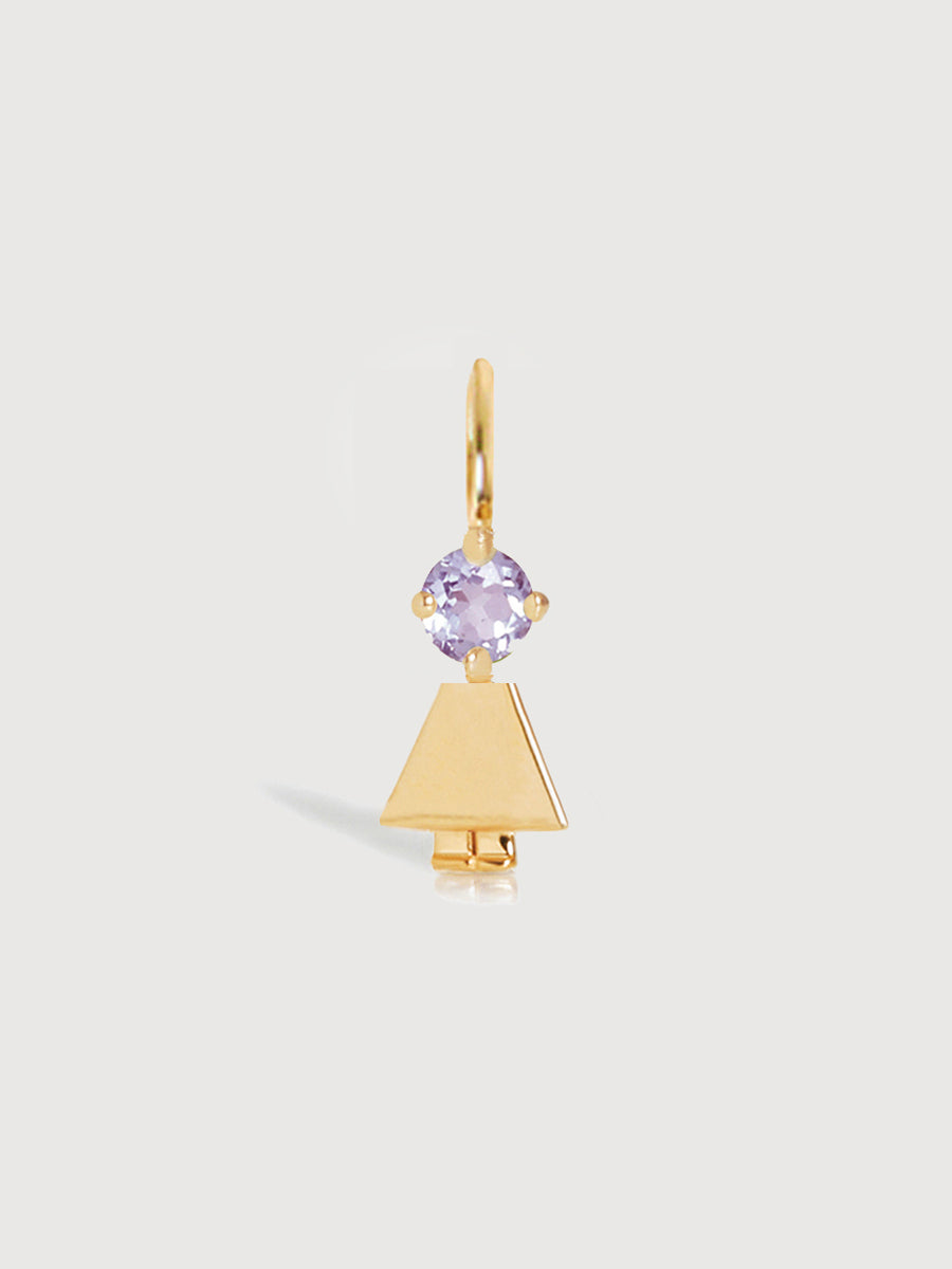 14k Solid Gold Girl Necklace or Charm with Amethyst Gemstone - February Birthstone | Precious People