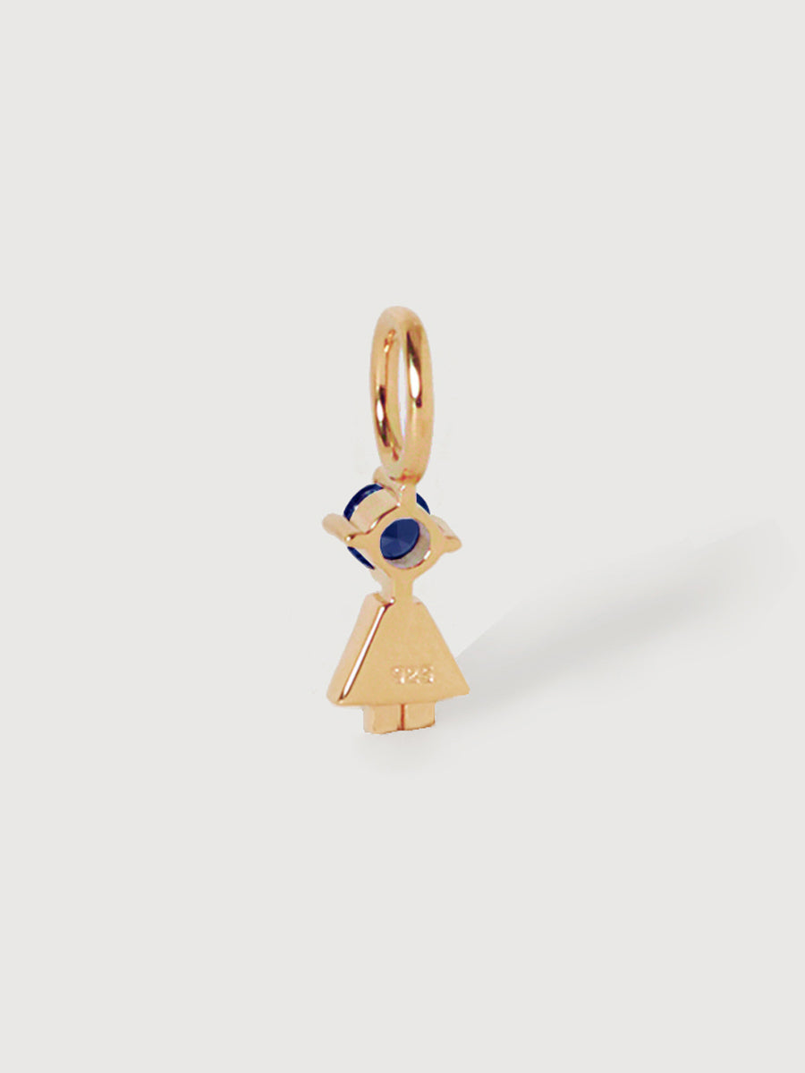 14k Solid Gold Girl Necklace or Charm with Blue Sapphire Gemstone - September Birthstone | Precious People