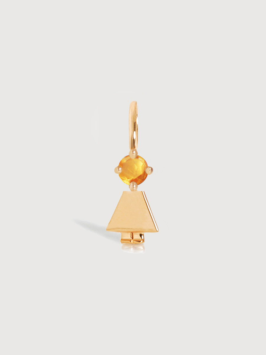 14k Solid Gold Girl Necklace or Charm with Citrine Gemstone - November Birthstone | Precious People
