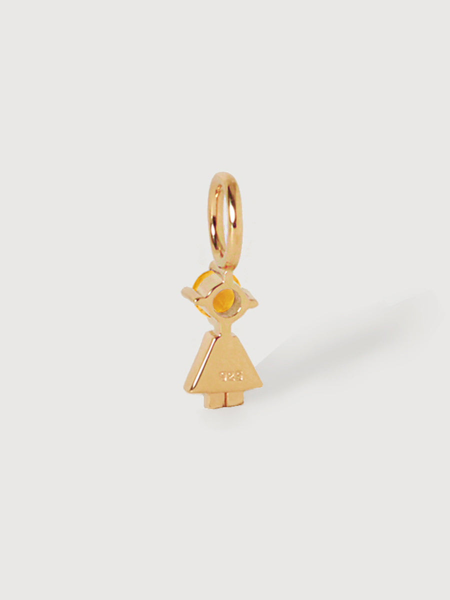 14k Solid Gold Girl Necklace or Charm with Citrine Gemstone - November Birthstone | Precious People