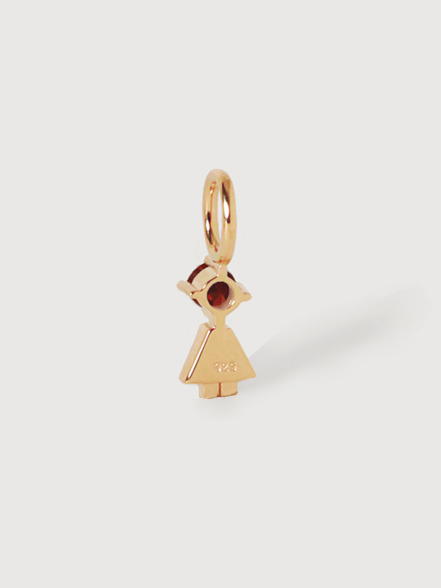 14k Solid Gold Girl Necklace or Charm with Garnet Gemstone - January Birthstone | Precious People