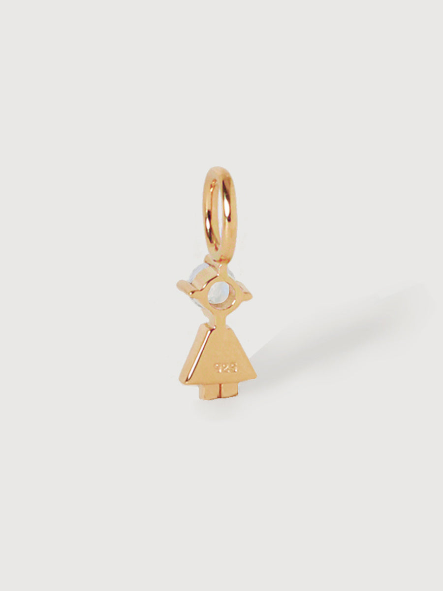 14k Solid Gold Girl Necklace or Charm with Moonstone Gemstone - June Birthstone | Precious People