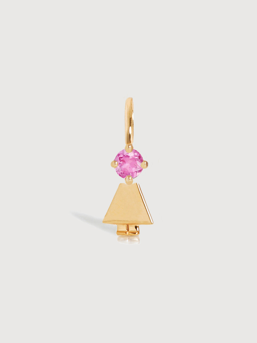14k Solid Gold Girl Necklace or Charm with Pink Tourmaline Gemstone - October Birthstone | Precious People