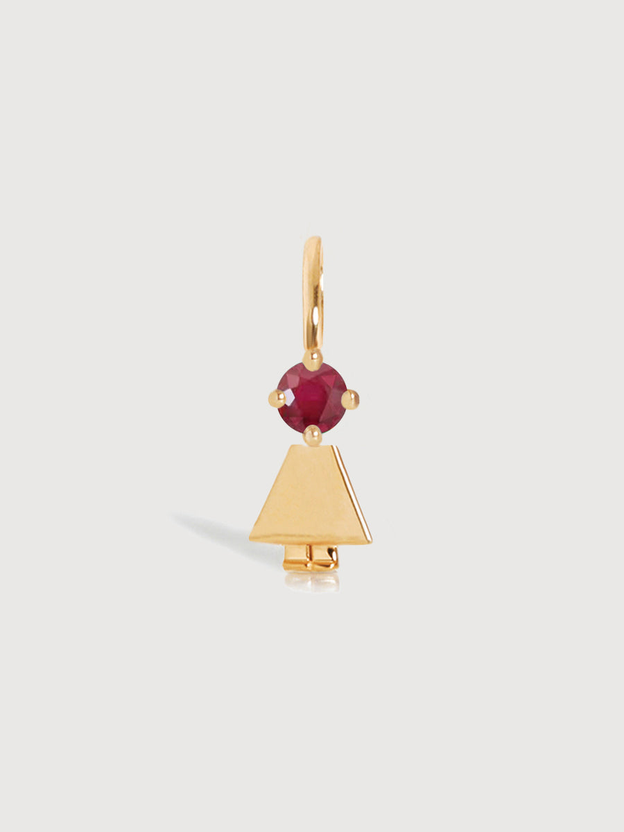 14k Solid Gold Girl Necklace or Charm with Ruby Gemstone - July Birthstone | Precious People