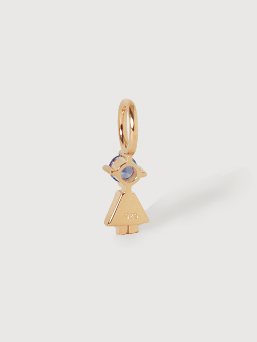 14k Solid Gold Girl Necklace or Charm with Tanzanite Gemstone - December Birthstone | Precious People