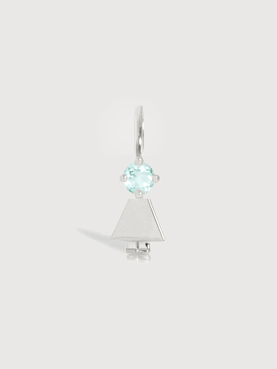 14k White Gold Girl Necklace or Charm with Aquamarine Gemstone - March Birthstone | Precious People