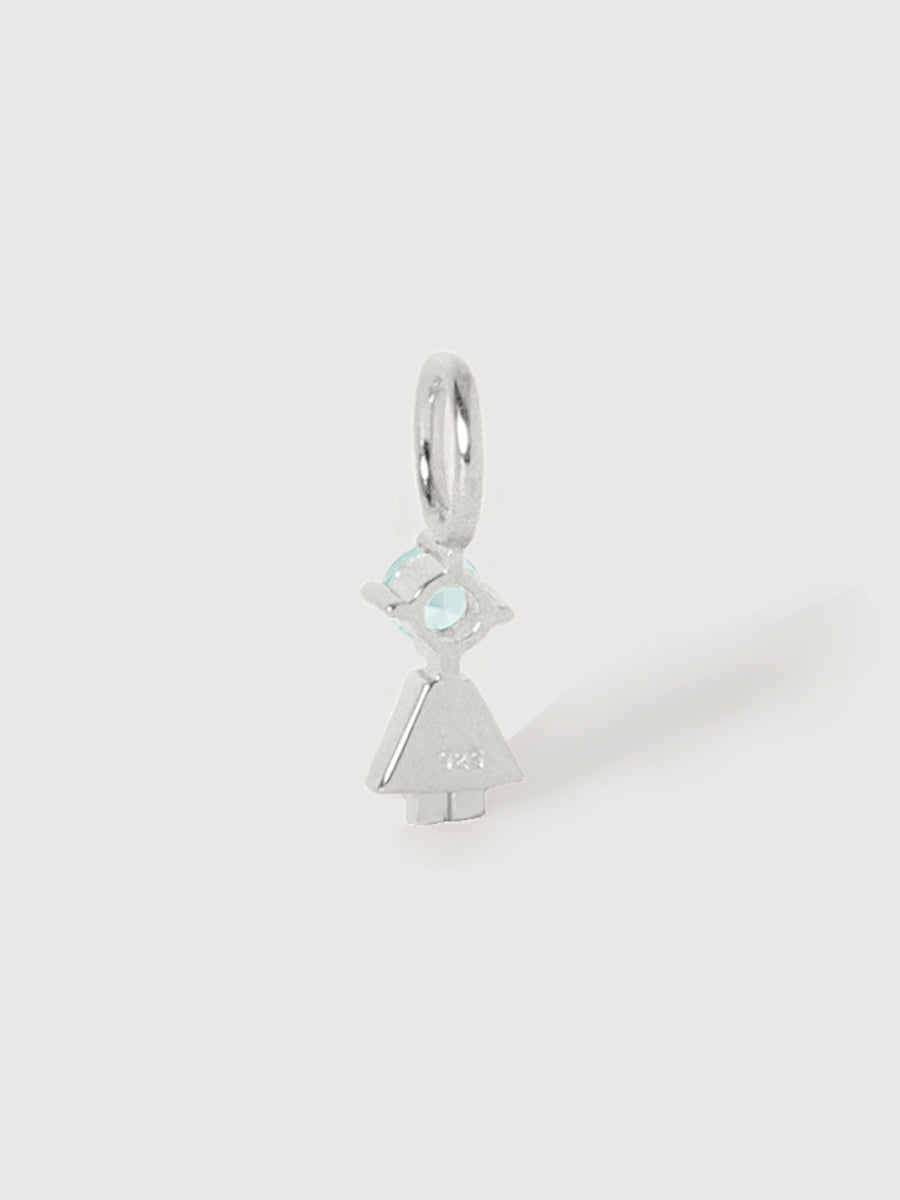 14k White Gold Girl Necklace or Charm with Aquamarine Gemstone - March Birthstone | Precious People