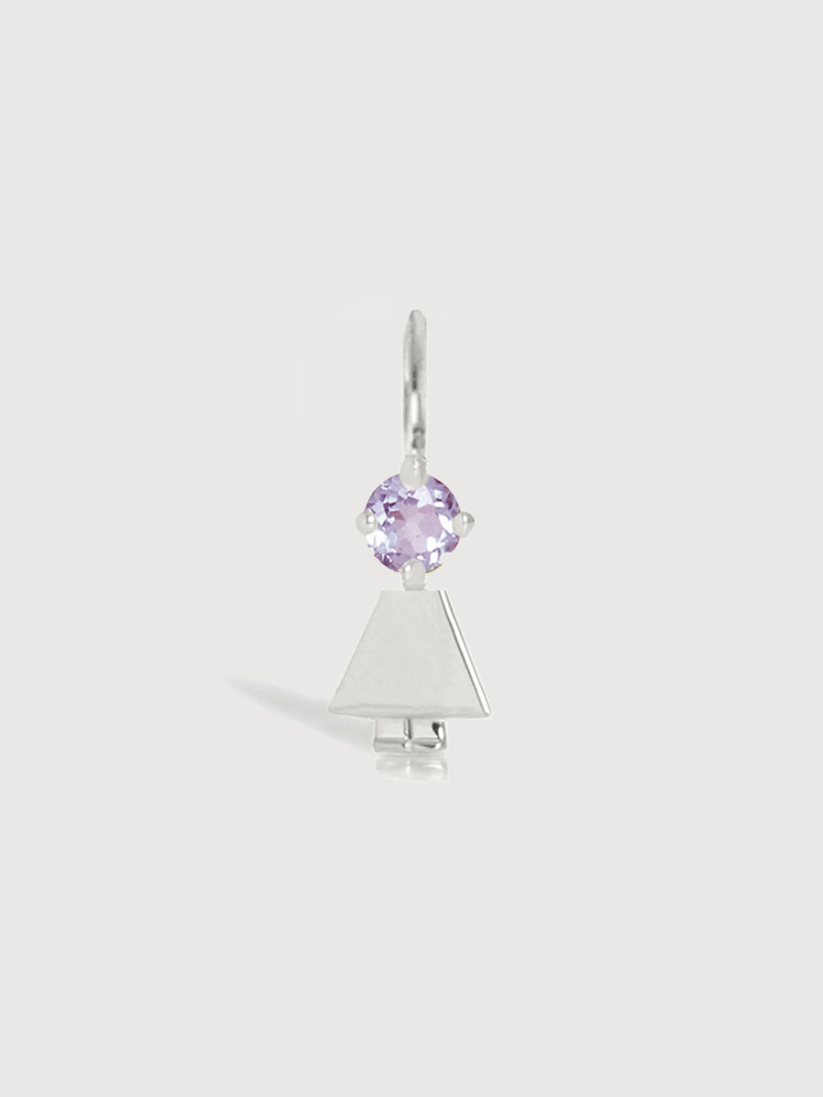 14k White Gold Girl Necklace or Charm with Amethyst Gemstone - February Birthstone | Precious People