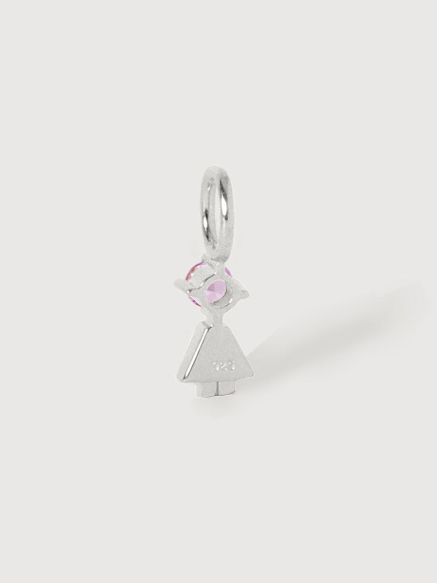 14k White Gold Girl Necklace or Charm with Amethyst Gemstone - February Birthstone | Precious People