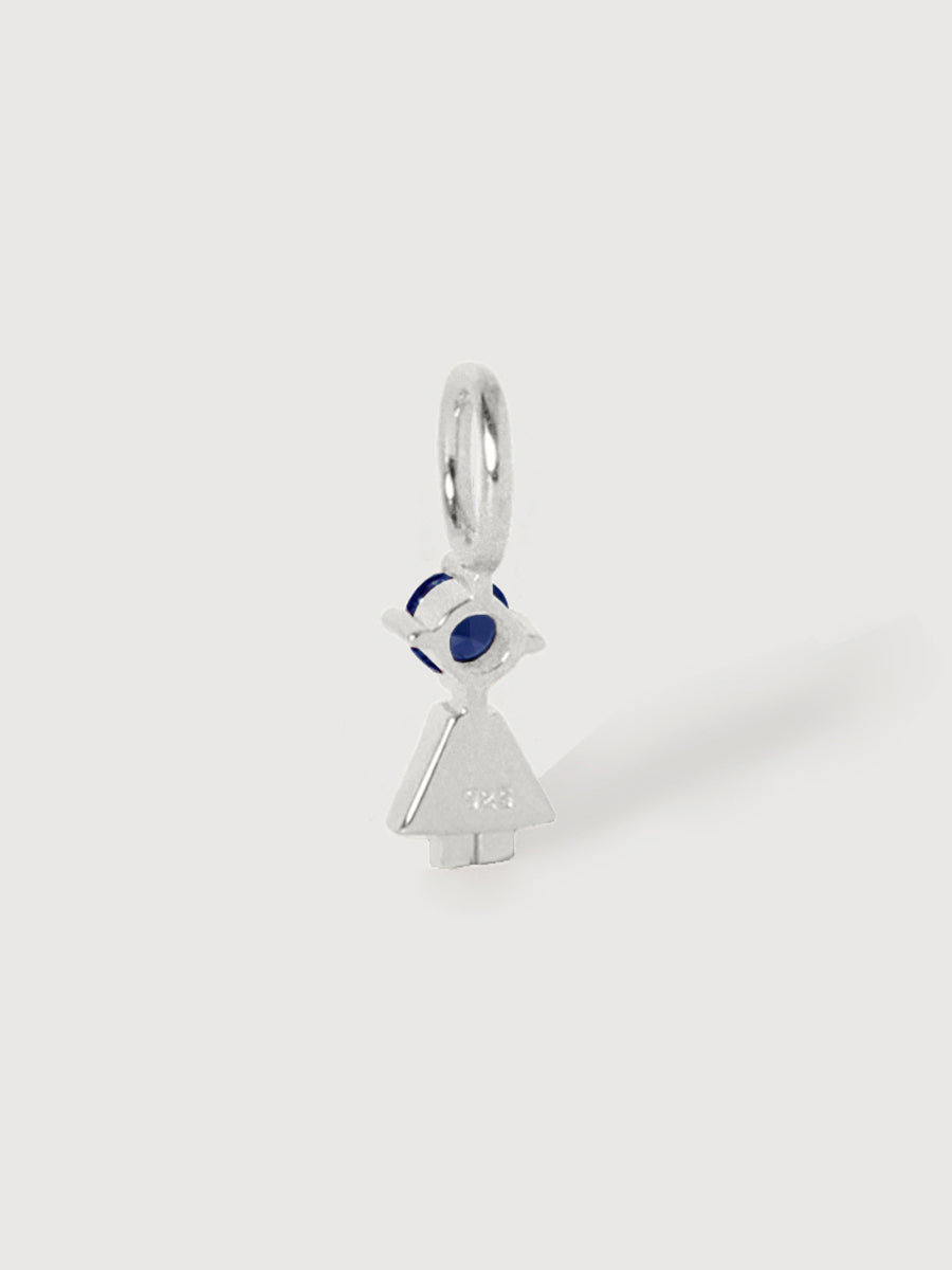 14k White Gold Girl Necklace or Charm with Blue Sapphire Gemstone - September Birthstone | Precious People