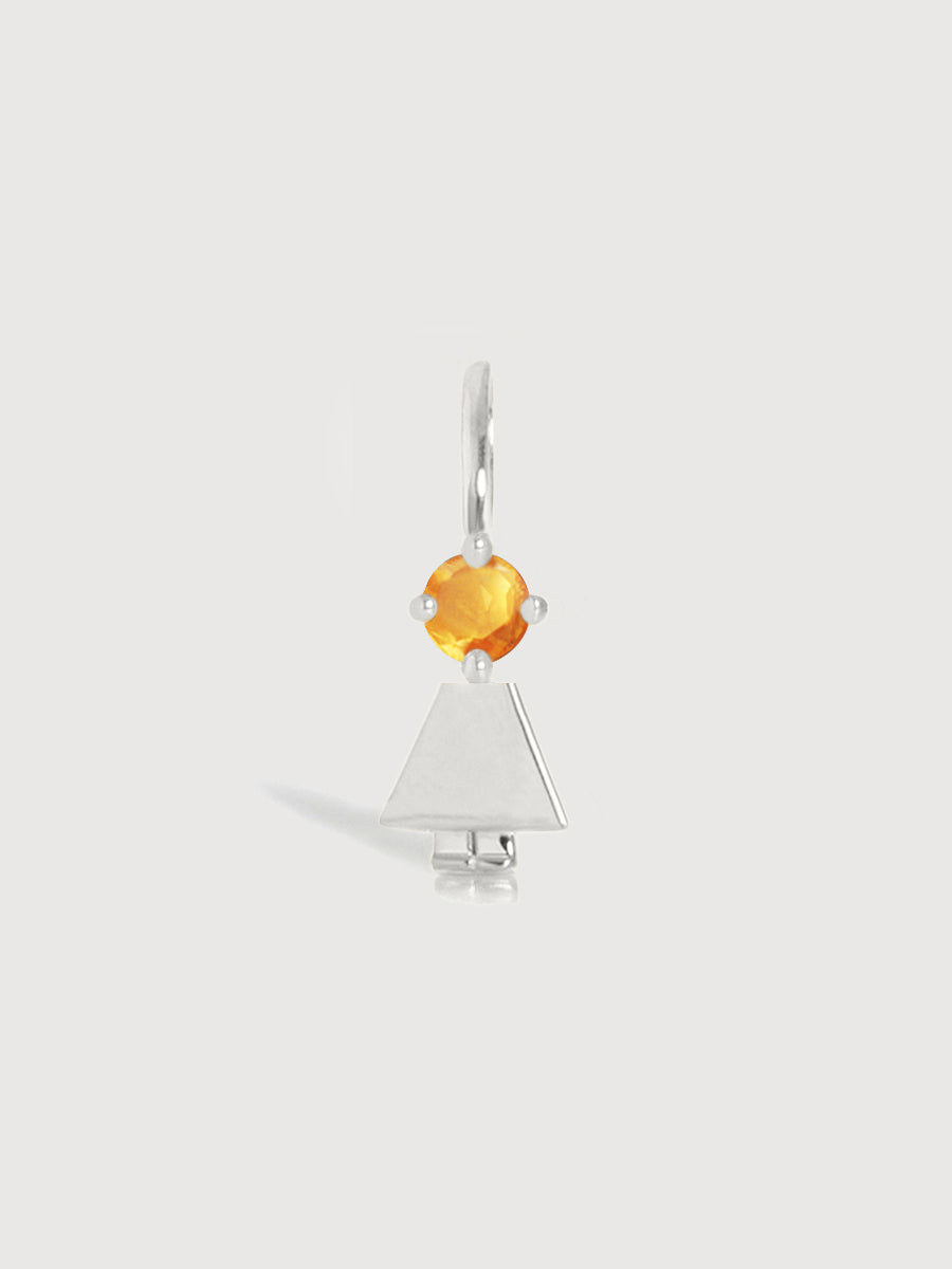 14k White Gold Girl Necklace or Charm with Citrine Gemstone - November Birthstone | Precious People