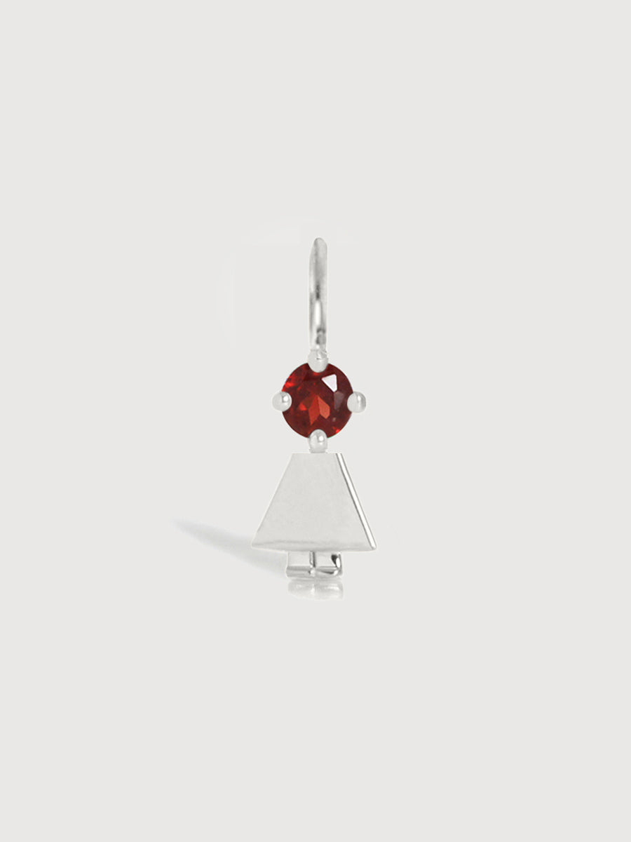 14k White Gold Girl Necklace or Charm with Garnet Gemstone - January Birthstone | Precious People