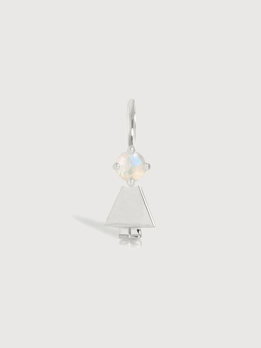14k White Gold Girl Necklace or Charm with Moonstone Gemstone - June Birthstone | Precious People