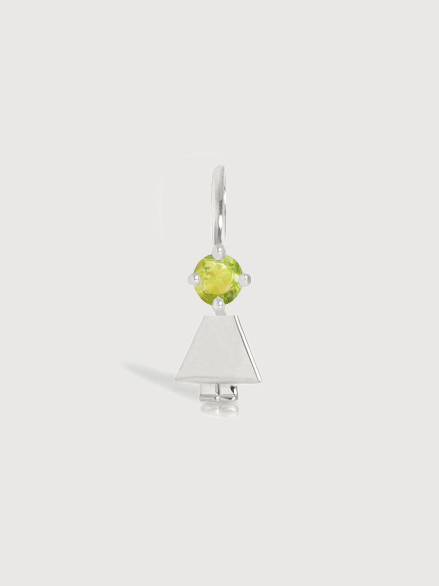 14k White Gold Girl Necklace or Charm with Peridot Gemstone - August Birthstone | Precious People