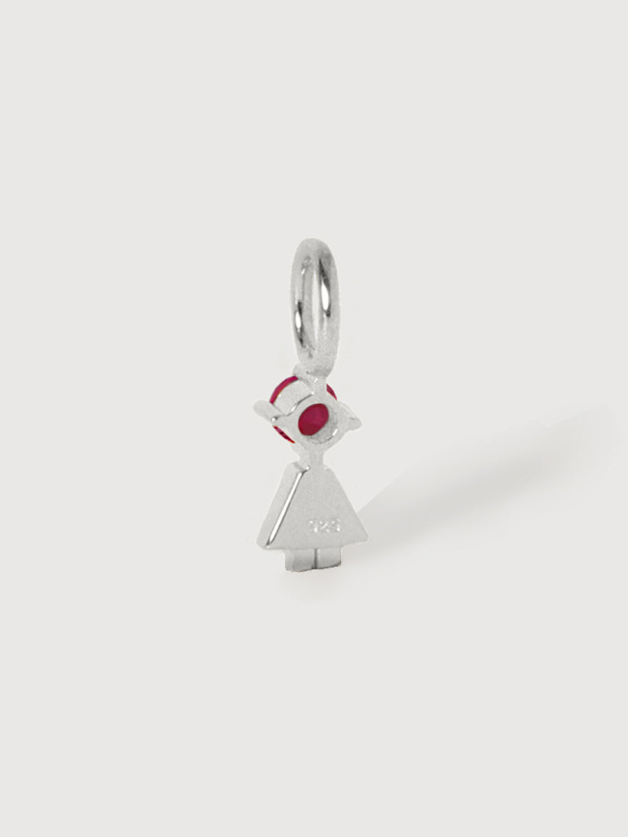 14k White Gold Girl Necklace or Charm with Ruby Gemstone - July Birthstone | Precious People