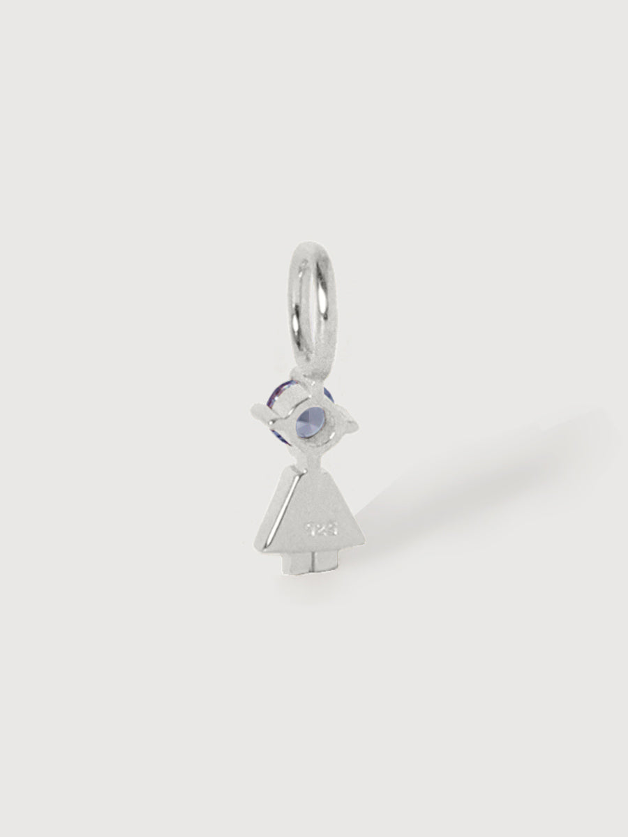 14k White Gold Girl Necklace or Charm with Tanzanite Gemstone - December Birthstone | Precious People