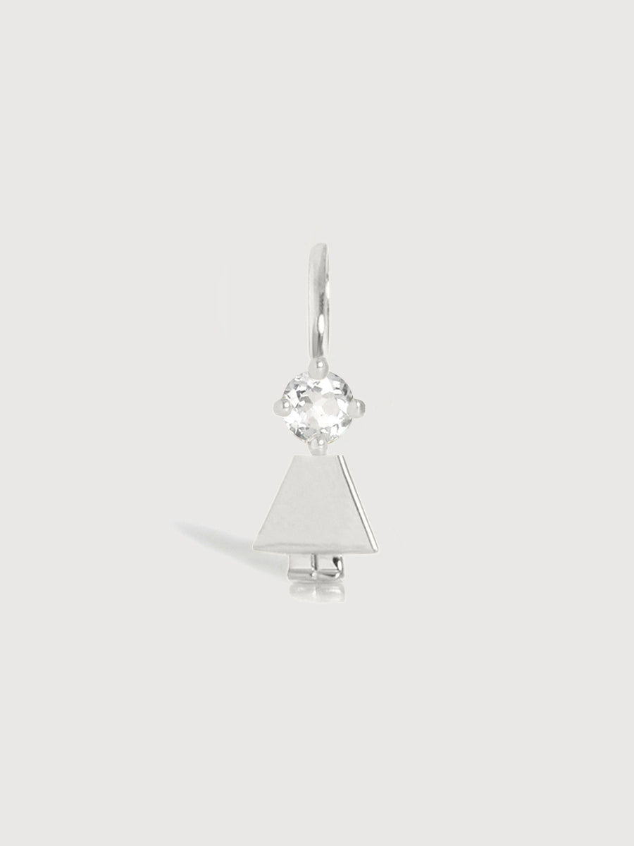 14k White Gold Girl Necklace or Charm with Lab Grown VS1 Diamond Gemstone | Precious People