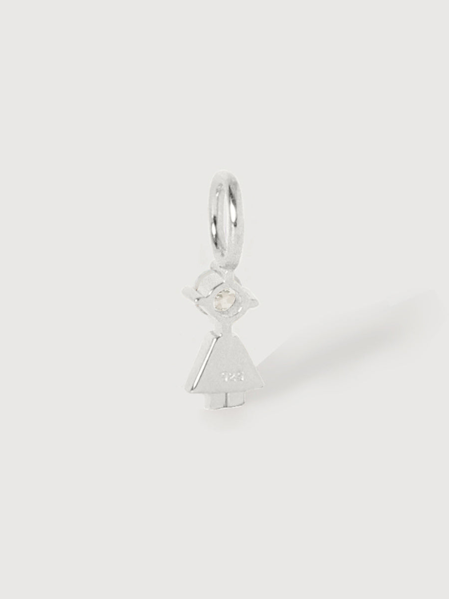 14k White Gold Girl Necklace or Charm with Lab Grown VS1 Diamond Gemstone | Precious People