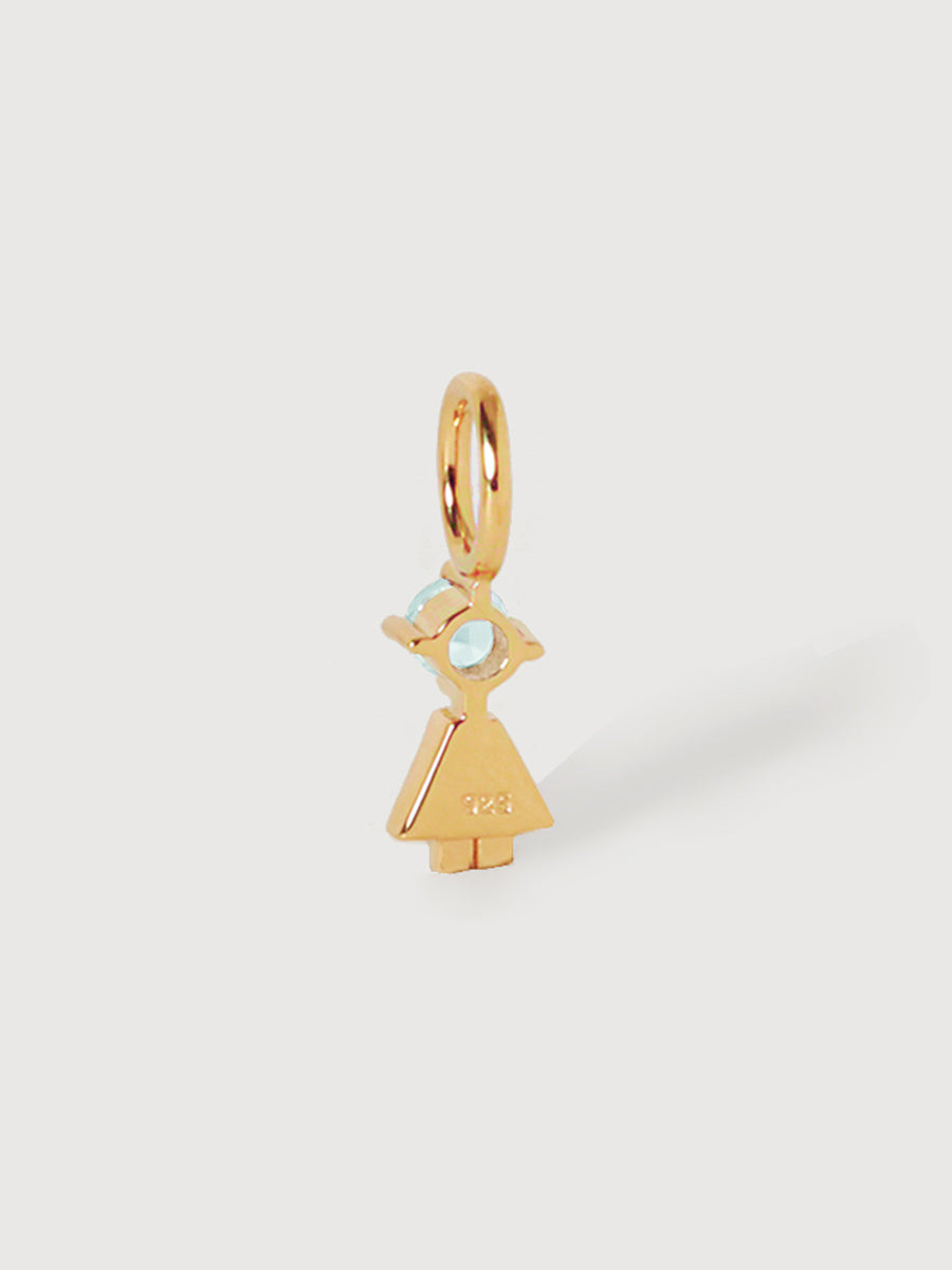 Gold-Vermeil-Tochter oder Mädchen mit Aquamarin-Edelstein – Geburtsstein des Monats März