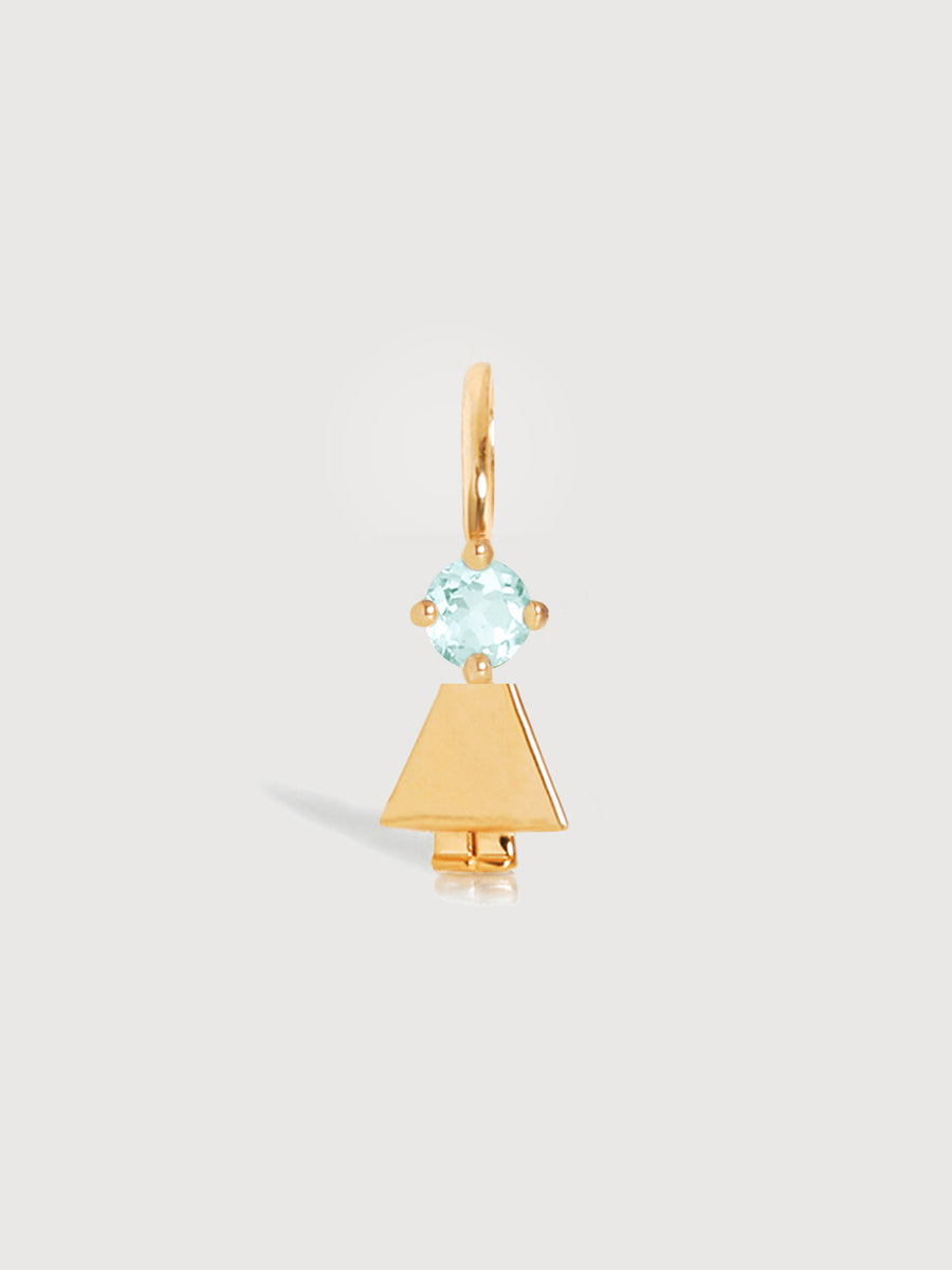 Gold Daughter or Girl with Aquamarine Gemstone - March Birthstone