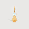 Gold Daughter or Girl with Aquamarine Gemstone - March Birthstone