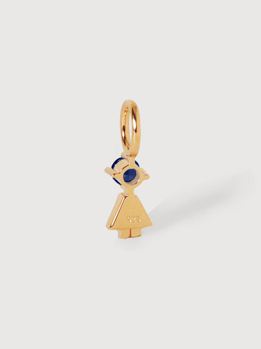 Gold-Vermeil-Tochter oder Mädchen mit blauem Saphir-Edelstein – Geburtsstein für den Monat September