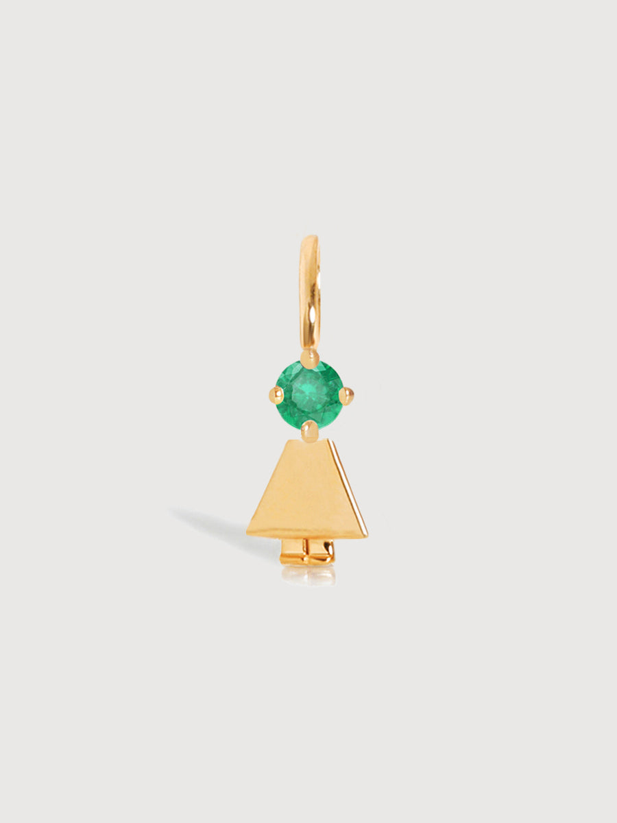 Gold Daughter or Girl with Emerald Gemstone - May Birthstone