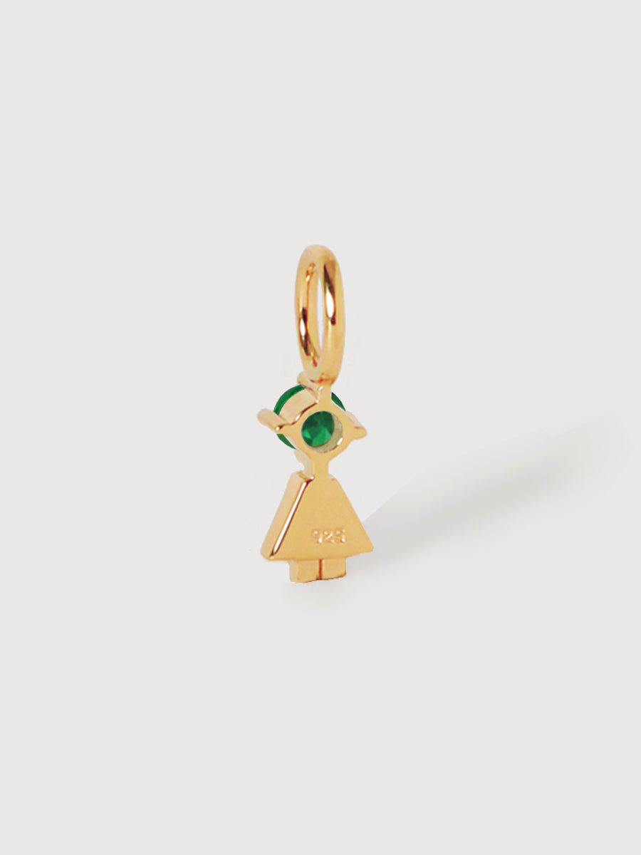 Gold-Vermeil-Tochter oder Mädchen mit Smaragd-Edelstein – Geburtsstein des Monats Mai