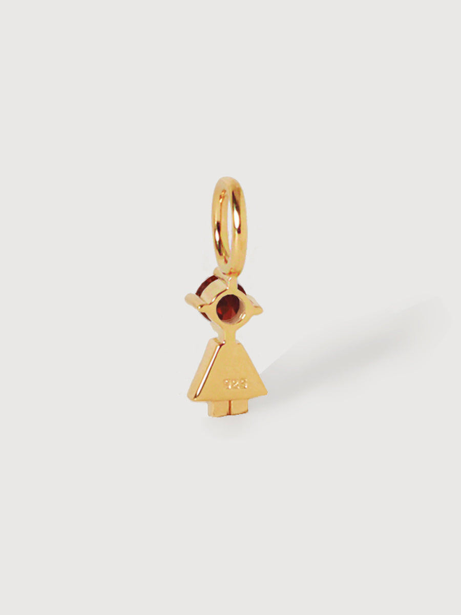 Gold-Vermeil-Tochter oder Mädchen mit Granat-Edelstein – Geburtsstein des Monats Januar