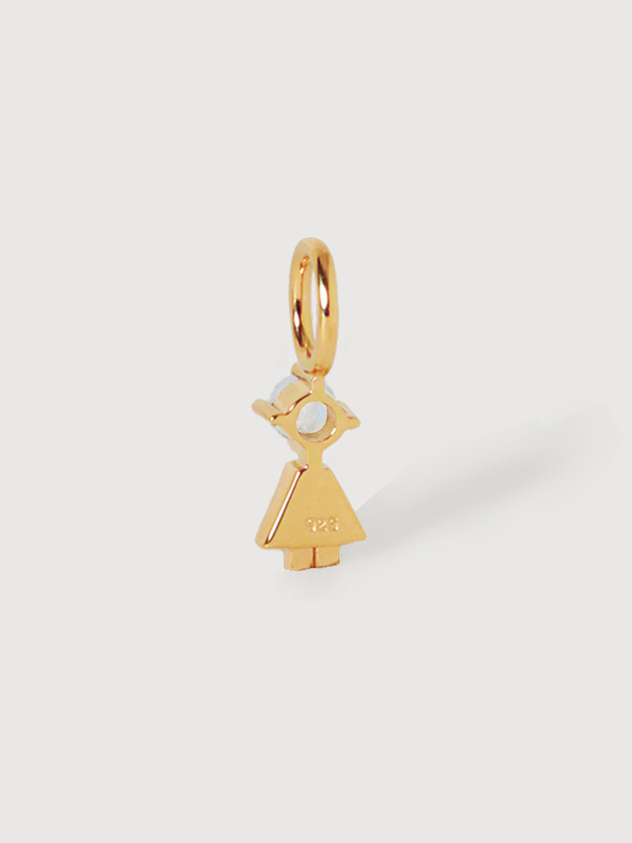 Gold Vermeil Tochter oder Mädchen mit Mondstein-Edelstein – Geburtsstein des Monats Juni