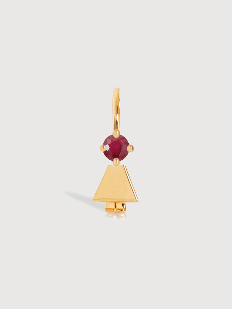 Gold Daughter or Girl with Ruby Gemstone - July Birthstone