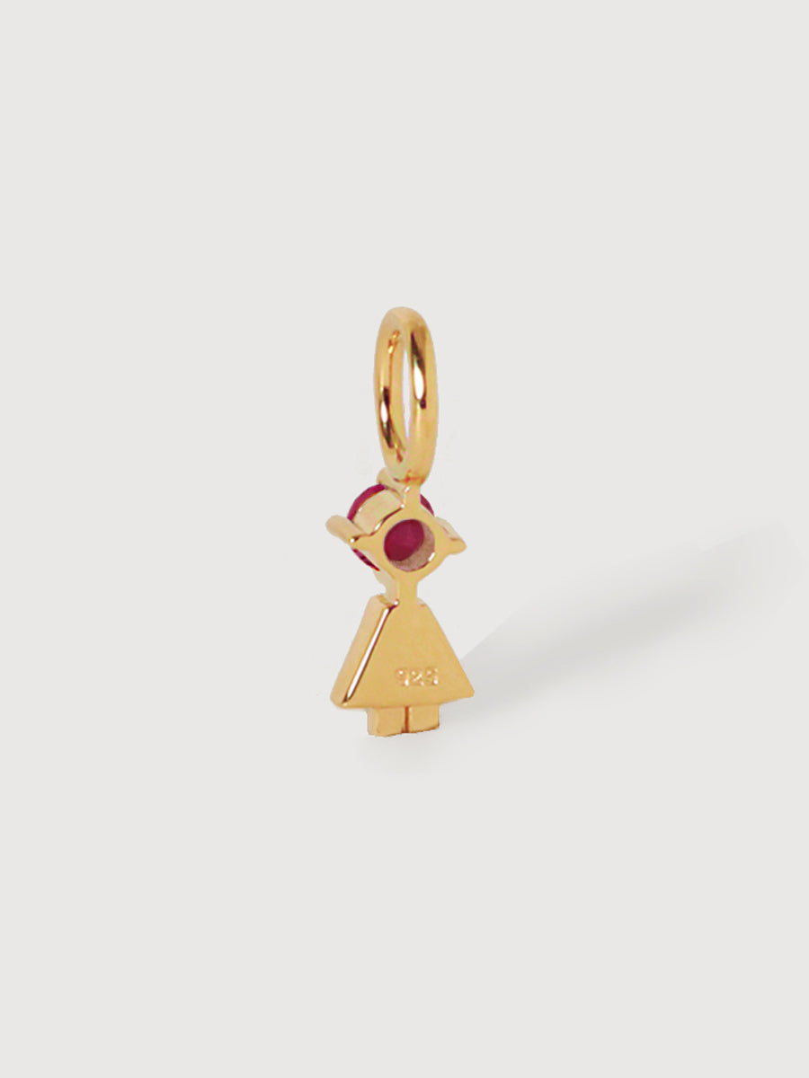Gold-Vermeil-Tochter oder Mädchen mit Rubin-Edelstein – Geburtsstein für den Monat Juli
