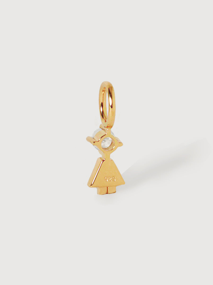 Gold-Vermeil-Tochter oder Mädchen mit weißem Topas-Edelstein – Geburtsstein des Monats April