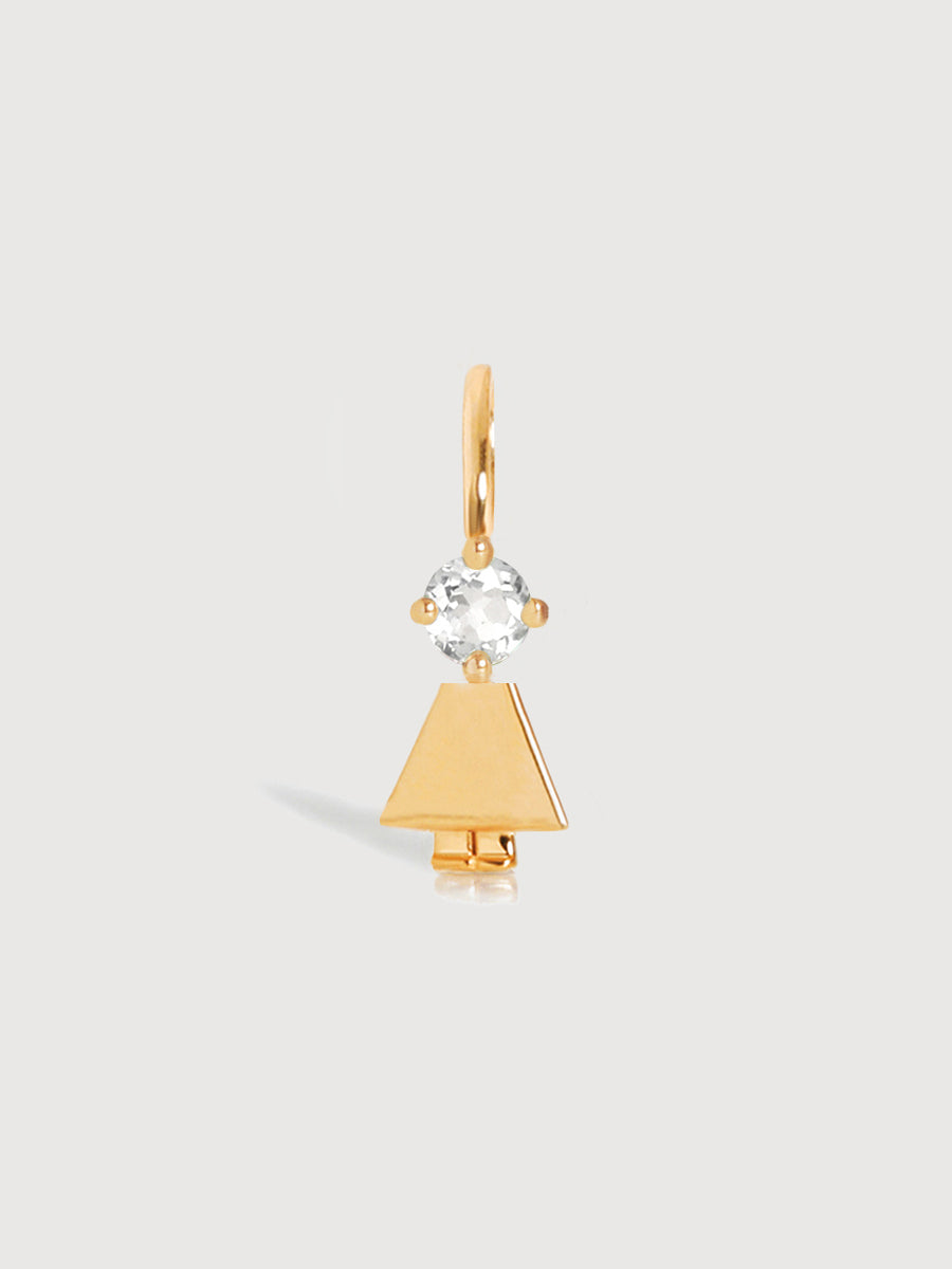 Gold Daughter or Girl with White Topaz Gemstone - April Birthstone