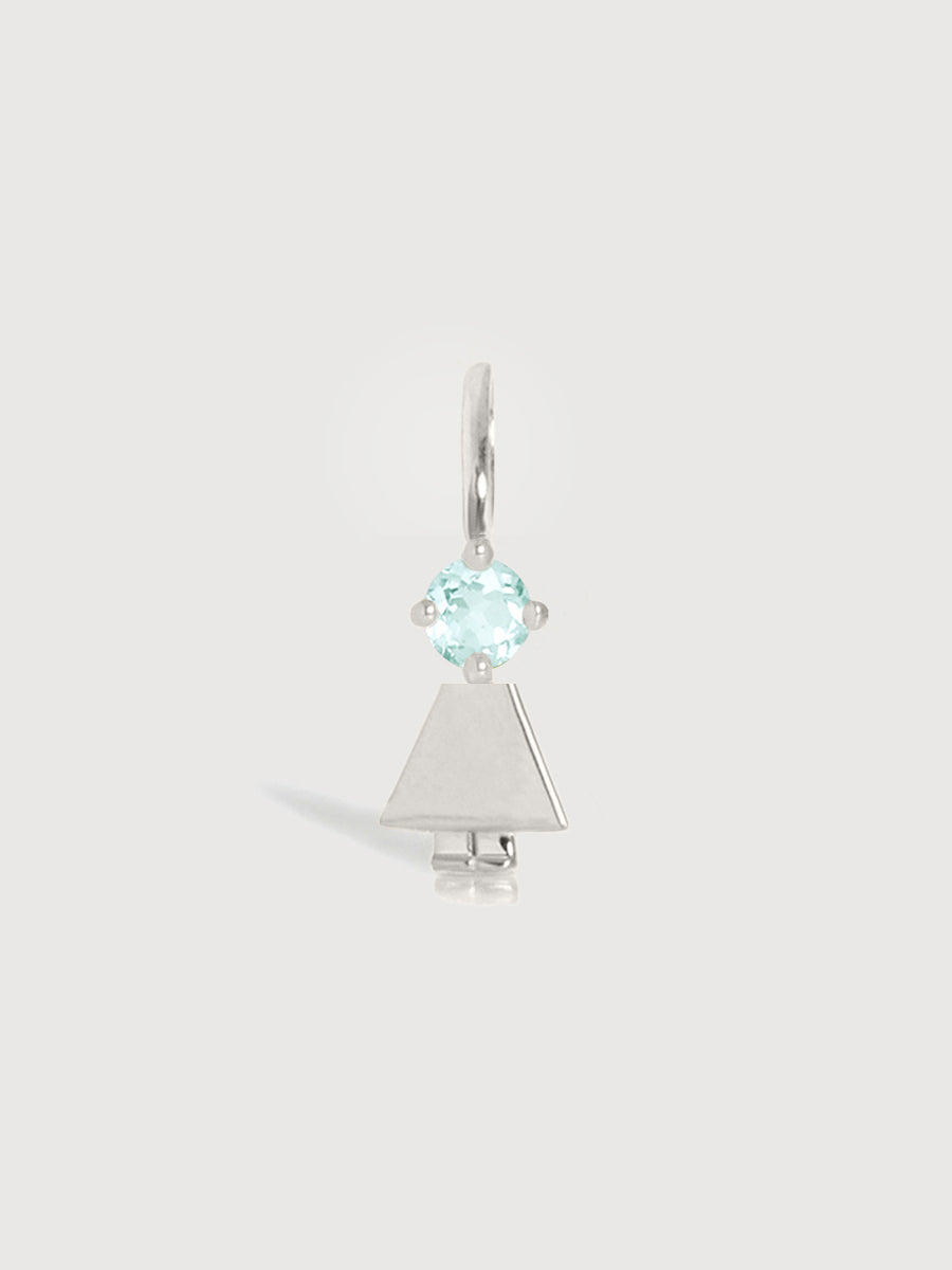 Sterling Silver Girl Necklace or Charm with Aquamarine Gemstone - March Birthstone | Precious People