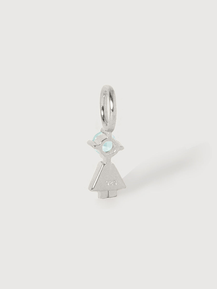Sterling Silver Girl Necklace or Charm with Aquamarine Gemstone - March Birthstone | Precious People