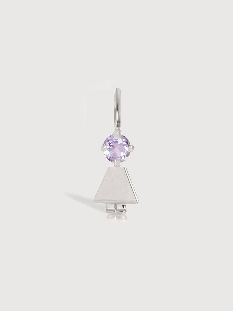 Sterling Silver Girl Necklace or Charm with Amethyst Gemstone - February Birthstone | Precious People