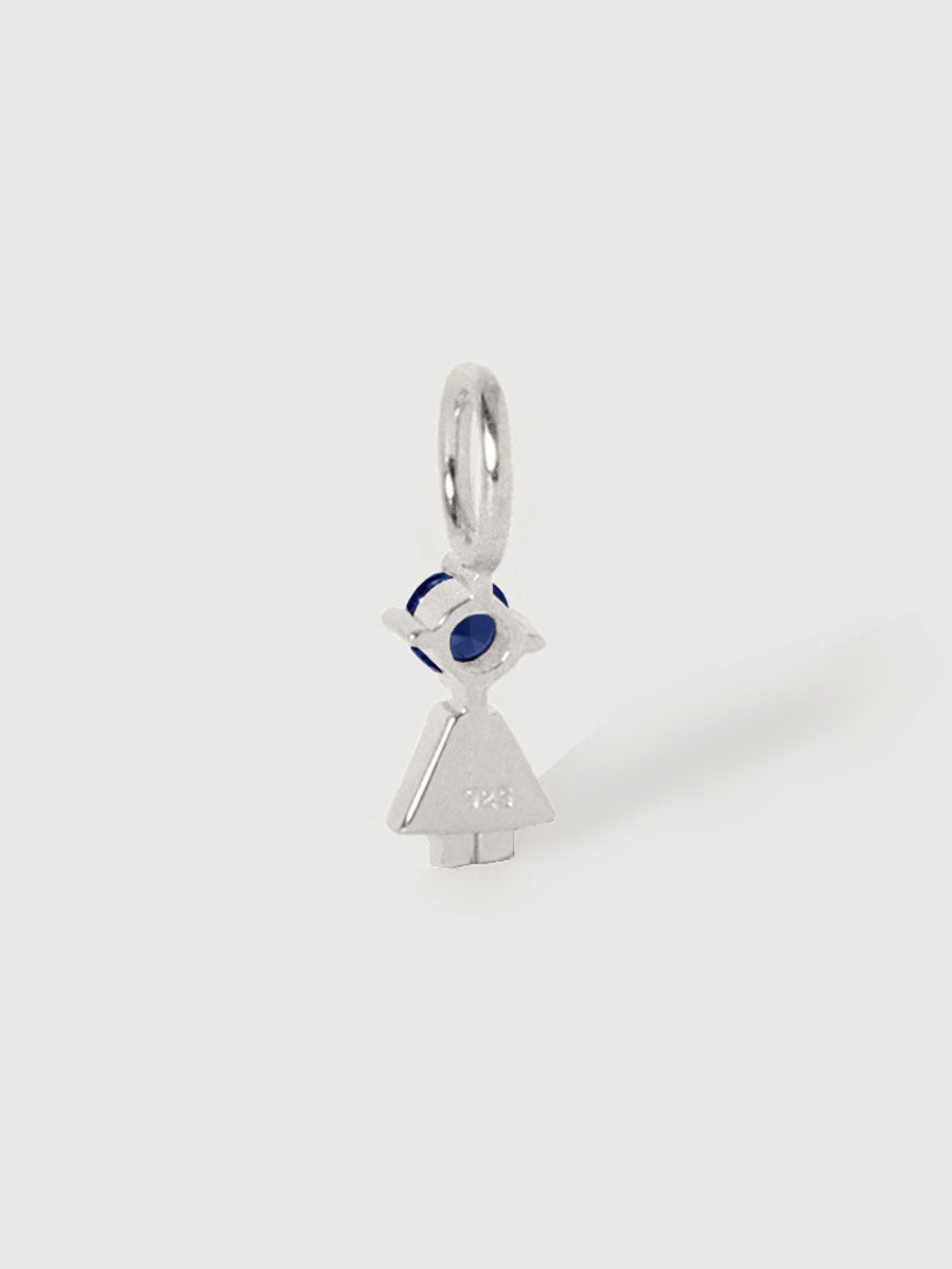 Sterling Silver Girl Necklace or Charm with Blue Sapphire Gemstone - September Birthstone | Precious People